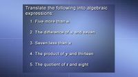 Variables and Algebraic Expressions